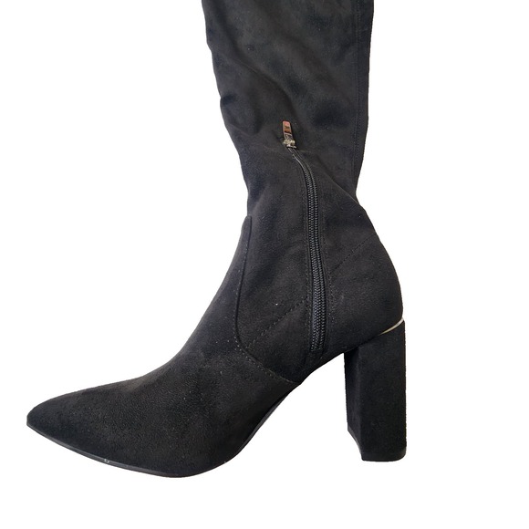 Marc Fisher Point toe Block Heel Tall Vany Suede Boots Black 6.5 - Picture 12 of 14